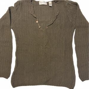 TEHAMA Off-the-Shoulder Olive Sweater